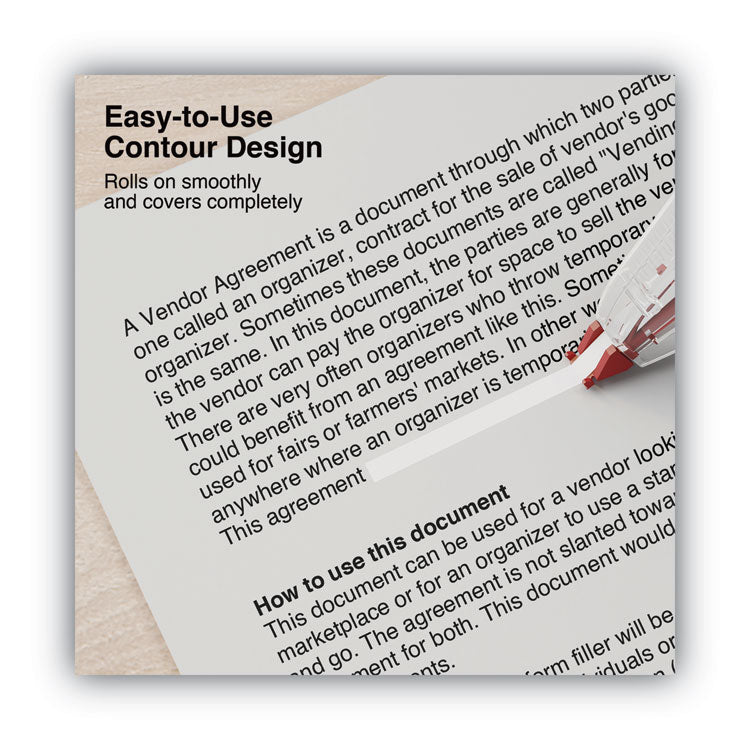 Correction Tape Dispenser, Non-Refillable, White Applicator, 0.2" x 315", 6/Pack