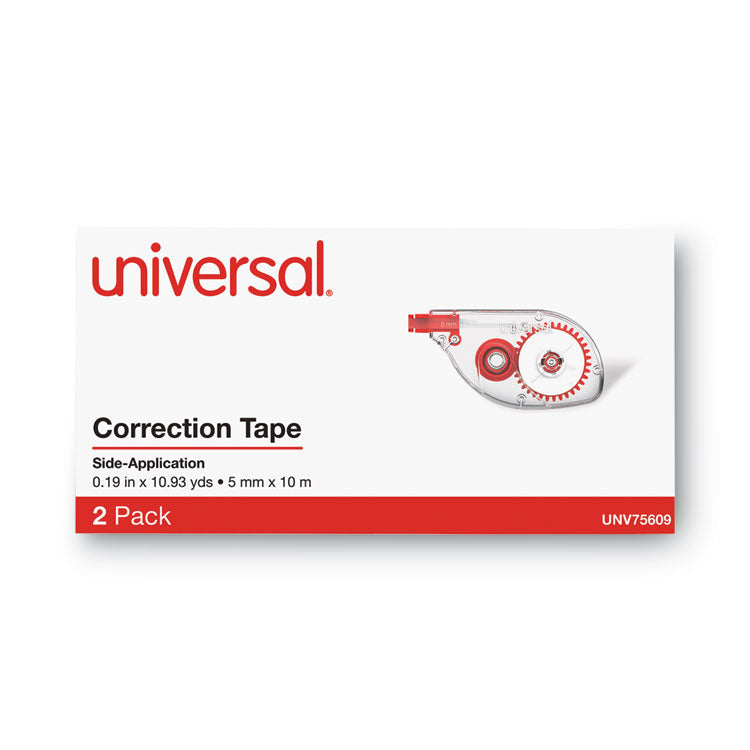 Side-Application Correction Tape, Transparent Gray/Red Applicator, 0.2" x 393", 2/Pack