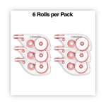 Side-Application Correction Tape, Transparent Red Applicator, 0.2" x 393", 6/Pack