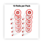Correction Tape, Mini Economy, Non-Refillable, Clear/Red Applicator, 0.25" x 275", 10/Pack