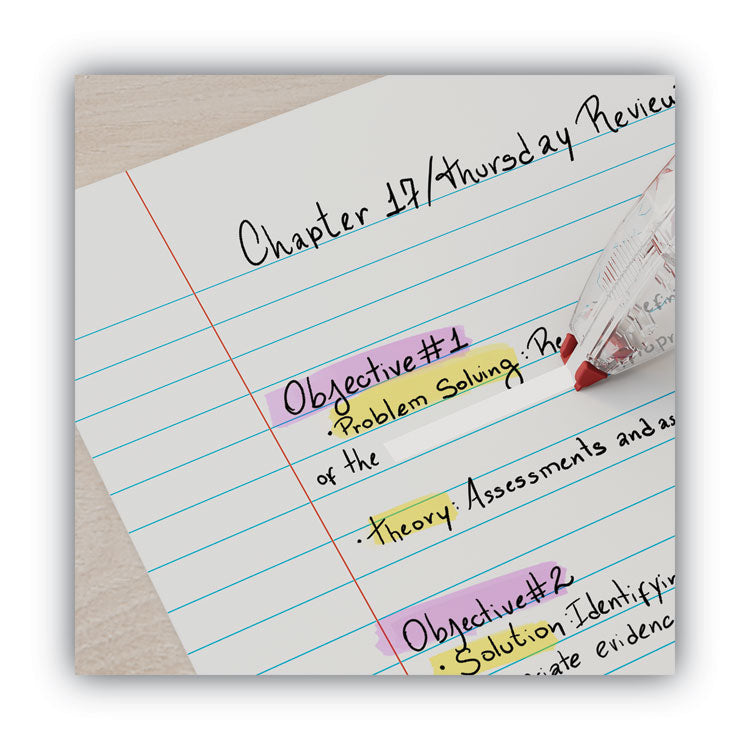 Correction Tape, Mini Economy, Non-Refillable, Clear/Red Applicator, 0.25" x 275", 10/Pack