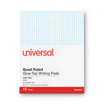 Quadrille-Rule Glue Top Pads, Quadrille Rule (4 Sq/in), 50 White 8.5 X 11 Sheets, Dozen