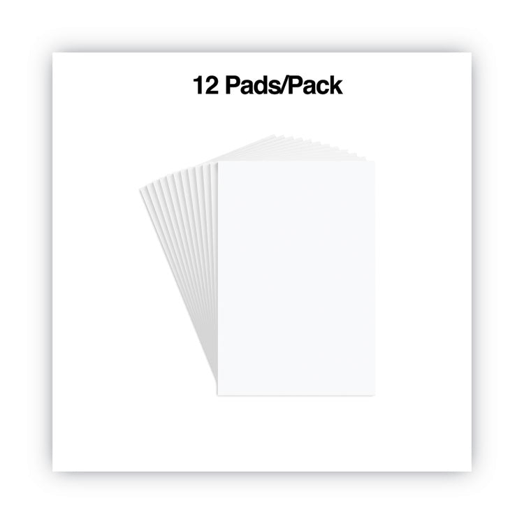 Scratch Pads, Unruled, 4 x 6, White, 100 Sheets, 12/Pack