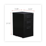 File Pedestal, Left Or Right, 3-Drawers: Box/box/file, Legal/letter, Black, 14.96" X 19.29" X 27.75"