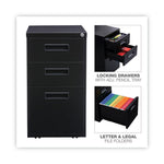 File Pedestal, Left Or Right, 3-Drawers: Box/box/file, Legal/letter, Black, 14.96" X 19.29" X 27.75"
