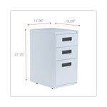 File Pedestal, Left Or Right, 3-Drawers: Box/box/file, Legal/letter, Light Gray, 14.96" X 19.29" X 27.75"