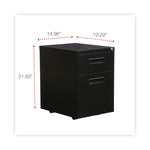 File Pedestal, Left Or Right, 2-Drawers: Box/file, Legal/letter, Black, 14.96" X 19.29" X 21.65"