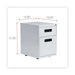 File Pedestal, Left Or Right, 2-Drawers: Box/file, Legal/letter, Light Gray, 14.96" X 19.29" X 21.65"