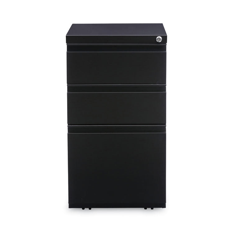 File Pedestal With Full-Length Pull, Left Or Right, 3-Drawers: Box/box/file, Legal/letter, Black, 14.96" X 19.29" X 27.75"