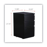 File Pedestal With Full-Length Pull, Left Or Right, 3-Drawers: Box/box/file, Legal/letter, Black, 14.96" X 19.29" X 27.75"