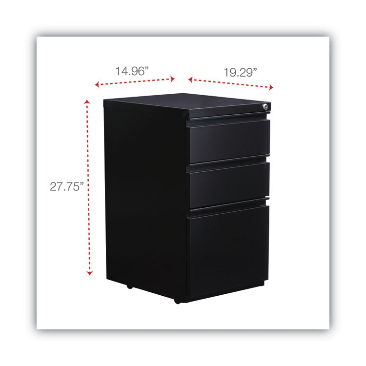 File Pedestal With Full-Length Pull, Left Or Right, 3-Drawers: Box/box/file, Legal/letter, Black, 14.96" X 19.29" X 27.75"
