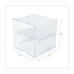Stackable Cube Organizer, Divided, 2 Compartments, Plastic, 6 x 6 x 6, Clear