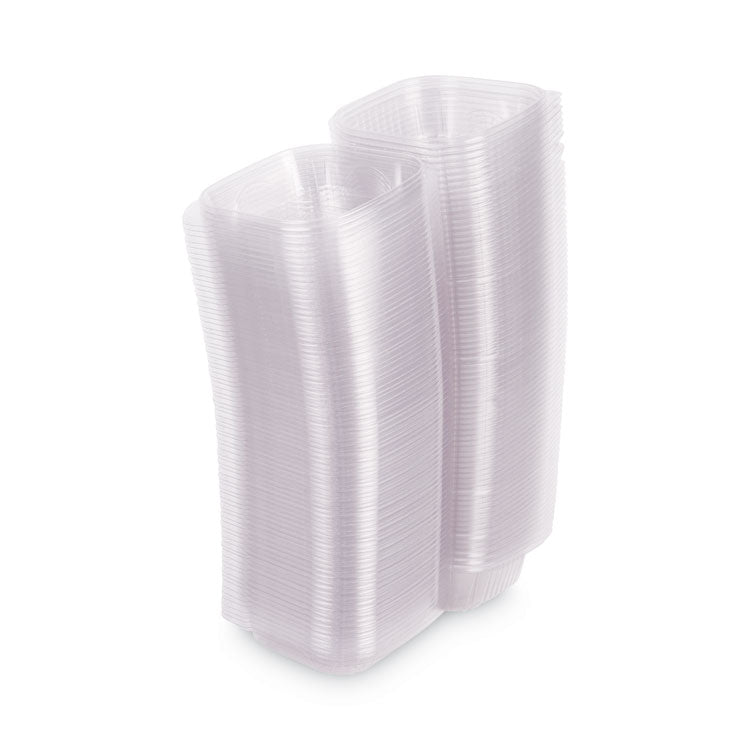 Renewable and Compostable Clear Clamshell Hinged Food Containers, 6 x 6 x 3, Plastic, 80/Pack, 3 Packs/Carton