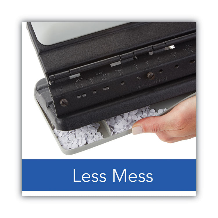 32-Sheet Lever Handle Heavy-Duty Two- To Seven-Hole Punch, 9/32" Holes, Black