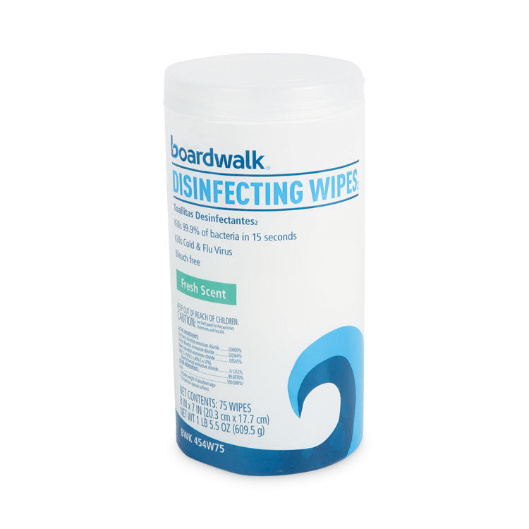 Quat-Based Disinfecting Wipes, 7 x 8, Fresh Scent, 75/Canister, 6 Canisters/Carton