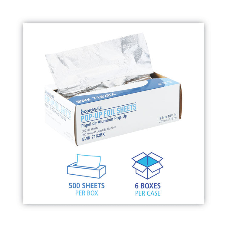 Standard Aluminum Foil Pop-Up Sheets, 63 Gauge, 9 x 10.75, 500/Box, 6 Boxes/Carton