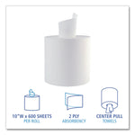 Center-Pull Roll Towels, 2-Ply, 10 x 7.6, White, 600/Roll, 6/Carton