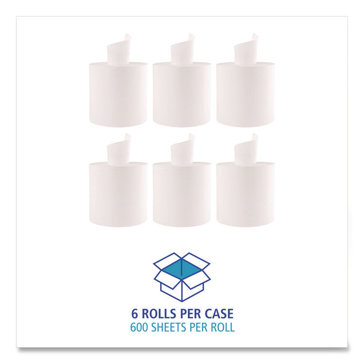 Center-Pull Roll Towels, 2-Ply, 10 x 7.6, White, 600/Roll, 6/Carton