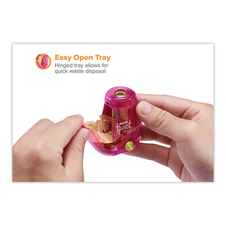 Twist-N-Sharp Pencil Sharpener, One-Hole, 3.5 X 1.25 X 5.5, Randomly Assorted Colors, 6/pack