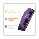 12-Sheet Ez Squeeze Three-Hole Punch, 9/32" Holes, Purple/black