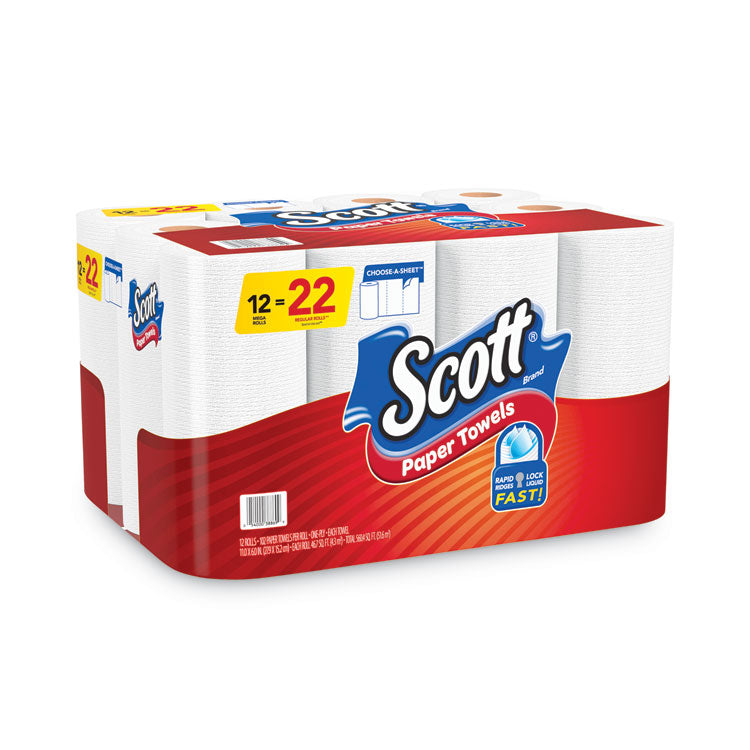 Choose-A-Sheet Mega Kitchen Roll Paper Towels, White, 1-Ply, 6.5 x 11, 102 Sheets/Roll, 12 Rolls/Pack