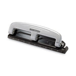 12-Sheet Ez Squeeze Three-Hole Punch, 9/32" Holes, Black/silver