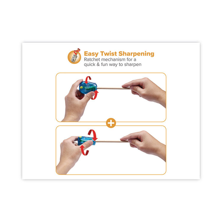 Twist-N-Sharp Pencil Sharpener, One-Hole, 3.5 X 1.25 X 5.5, Assorted Colors, 3/box