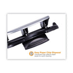40-Sheet Ez Squeeze Three-Hole Punch, 9/32" Holes, Black/silver