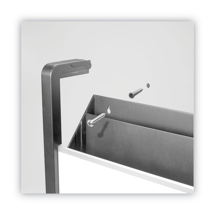 Hanging File Pocket with Dry Erase Board, 3 Sections, Letter Size, 15" x 4", x 20", Black