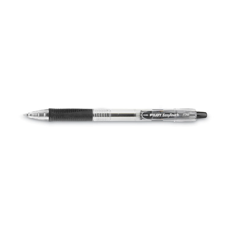 Easytouch Ballpoint Pen, Retractable, Fine 0.7 Mm, Black Ink, Clear Barrel, Dozen