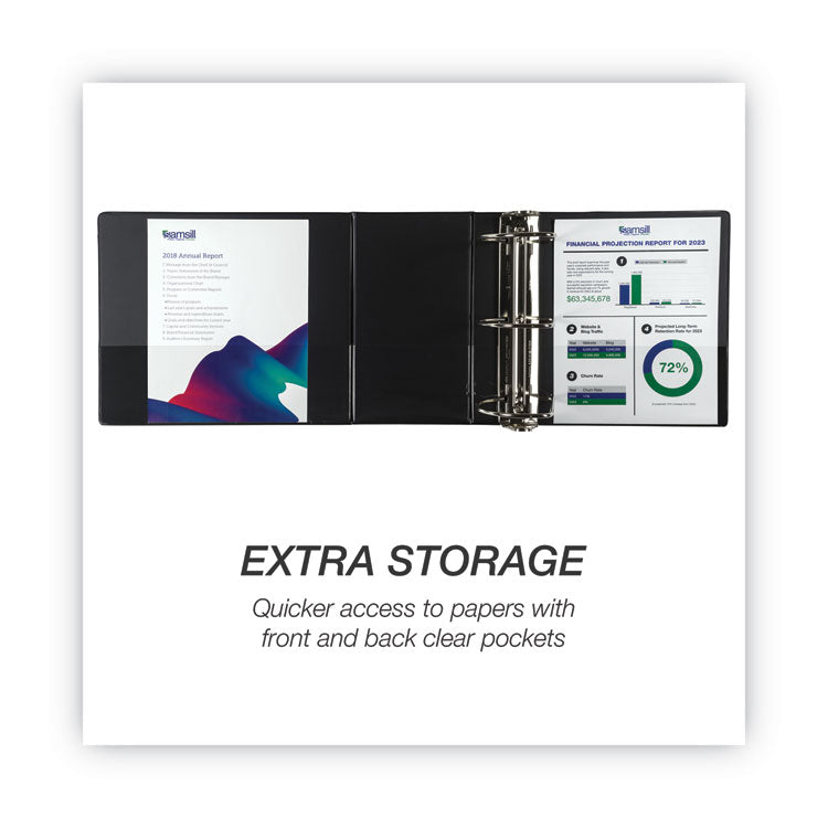 Nonstick D-Ring View Binder, 3 Rings, 6" Capacity, 11 X 8.5, Black