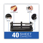 40-Sheet Accented Heavy-Duty Lever Action Two- To Seven-Hole Punch, 11/32" Holes, Black/woodgrain