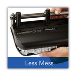 40-Sheet Accented Heavy-Duty Lever Action Two- To Seven-Hole Punch, 11/32" Holes, Black/woodgrain