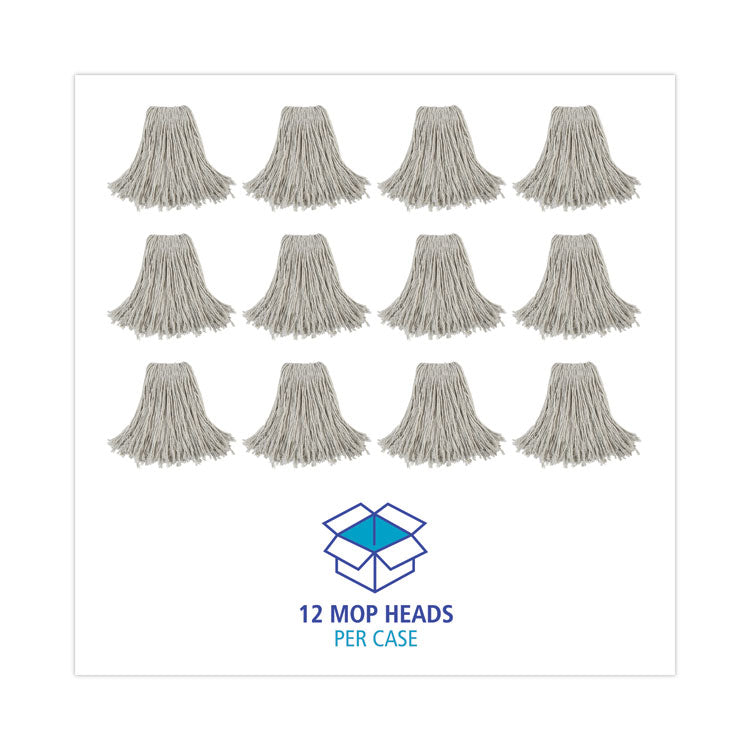 Cut-End Wet Mop Head, Cotton, No. 24, White 12/carton