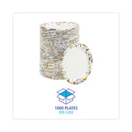 Deerfield Printed Paper Plates, 6" dia, Coated/Soak Proof, White/Yellow/Green/Purple, 250/Pack, 4 Packs/Carton