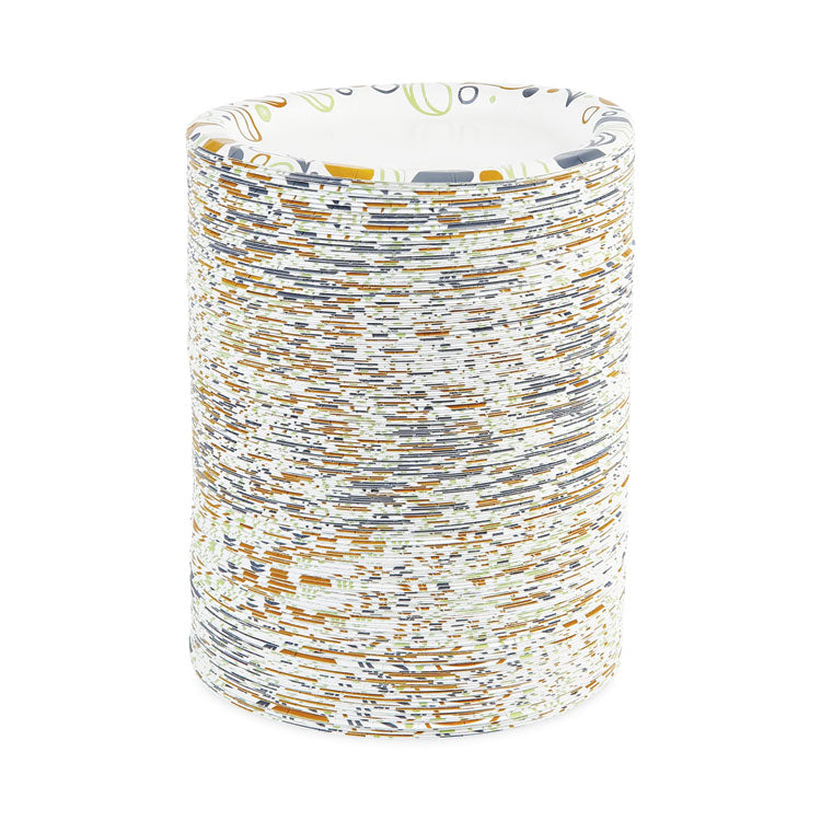 Deerfield Printed Paper Plates, 6" dia, Coated/Soak Proof, White/Yellow/Green/Purple, 250/Pack, 4 Packs/Carton
