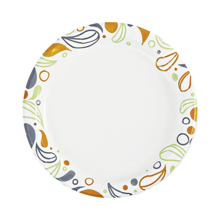 Deerfield Printed Paper Plates, 6" dia, Coated/Soak Proof, White/Yellow/Green/Purple, 250/Pack, 4 Packs/Carton