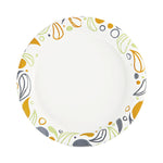 Deerfield Printed Paper Plates, 9" dia, Coated/Soak Proof, White/Yellow/Green/Purple, 125/Pack, 8 Packs/Carton