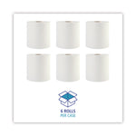 Hardwound Paper Towels, 1-Ply, 8" x 800 ft, White, 6 Rolls/Carton