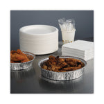 Round Aluminum To-Go Containers, 300 Gauge, 48 oz, 9" Diameter x 1.66" h, Silver, 500/Carton