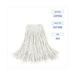 Cut-End Wet Mop Head, Cotton, No. 24, White 12/carton