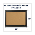 Cork Bulletin Board with Black Frame, 17" x 11", Tan Surface, Black Fiberboard (MDF) Frame