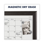 Home Decor Magnetic Dry Erase Board, Monthly Planning/Scheduling Calendar, 23" x 17", Tan/White Surface, Espresso Wood Frame
