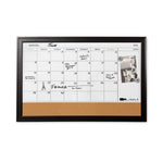 Home Decor Magnetic Dry Erase Board, Monthly Planning/Scheduling Calendar, 23" x 17", Tan/White Surface, Espresso Wood Frame