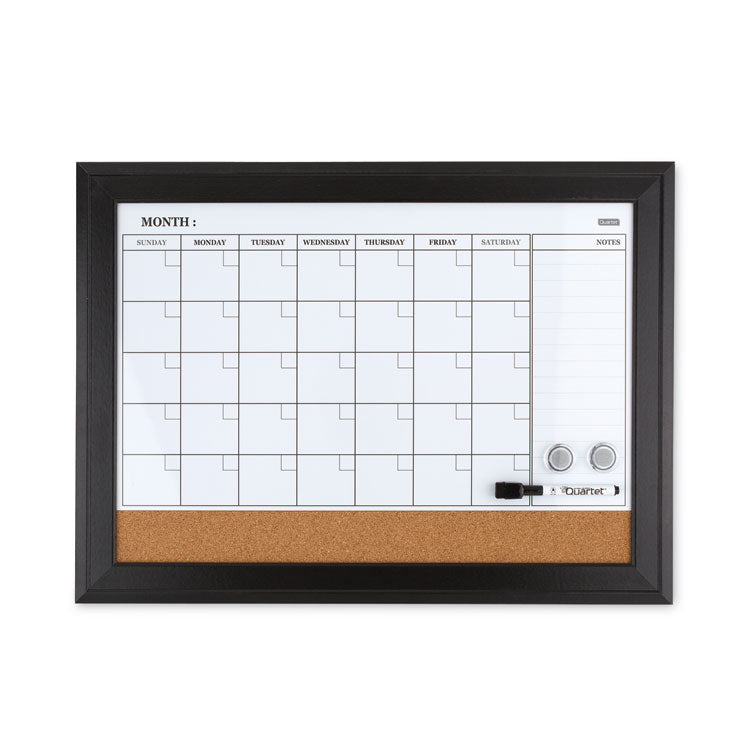 Home Decor Magnetic Dry Erase Board, Monthly Planning/Scheduling Calendar, 23" x 17", Tan/White Surface, Espresso Wood Frame