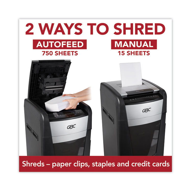 Autofeed+ 750M Micro-Cut Large Office Shredder, 750 Auto/15 Manual Sheet Capacity
