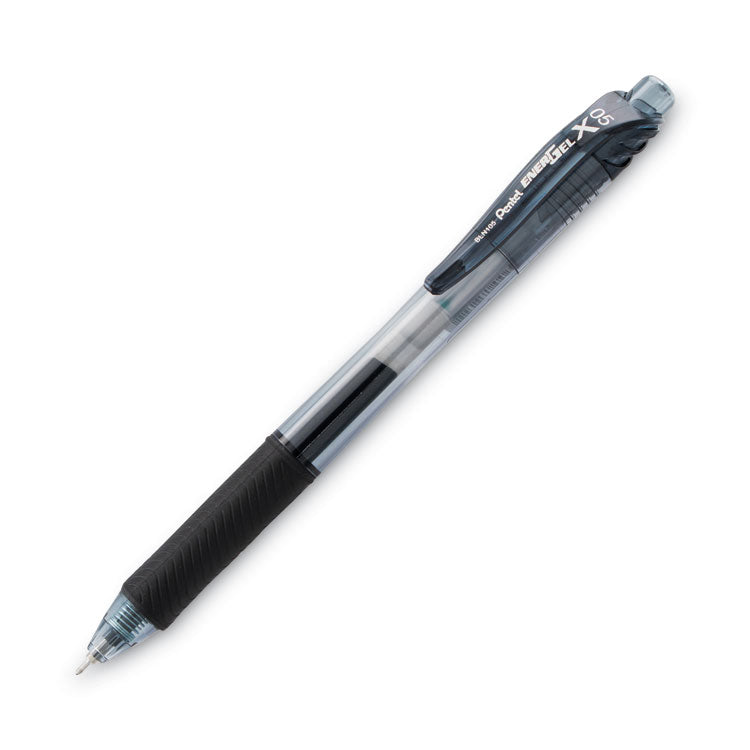 EnerGel-X Gel Pen, Retractable, Fine 0.5 mm, Black Ink, Clear/Black Barrel, Dozen