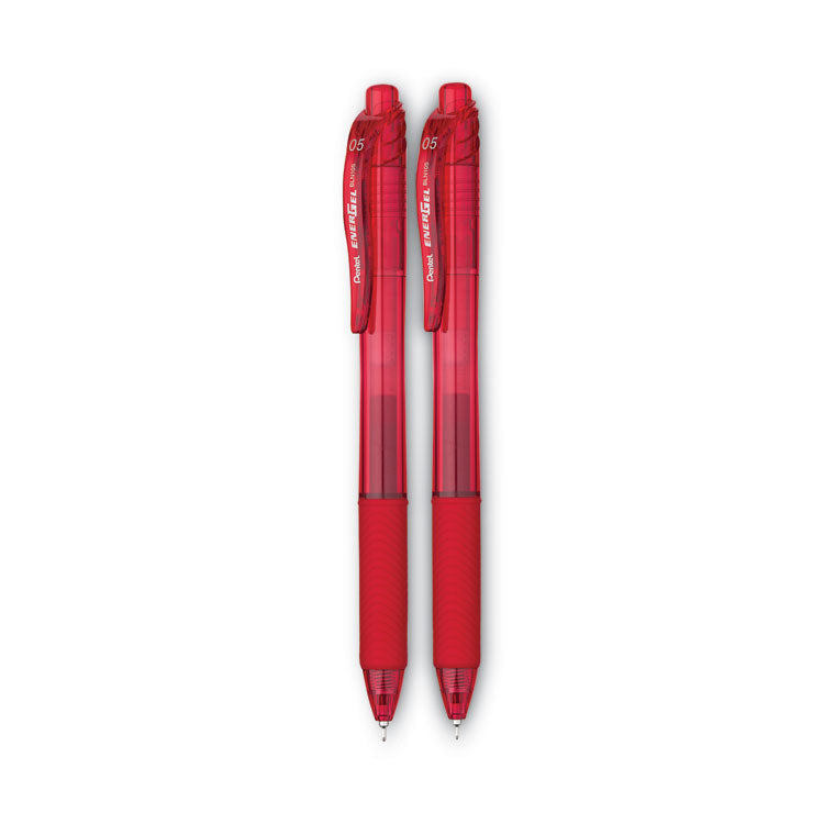 EnerGel-X Gel Pen, Retractable, Fine 0.5 mm, Red Ink, Translucent Red/Red Barrel, Dozen