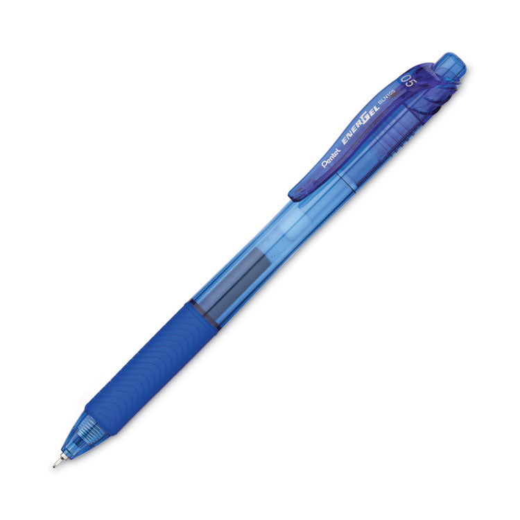 EnerGel-X Gel Pen, Retractable, Fine 0.5 mm, Blue Ink, Translucent Blue/Blue Barrel, Dozen