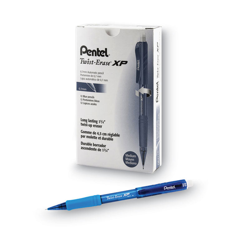 Twist-Erase EXPRESS Mechanical Pencil, 0.7 mm, HB (#2), Black Lead, Blue Barrel, Dozen